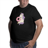 Cute Fairytale Unicorn Eating Donut Big Size Men's T-shirt