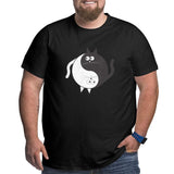 Cute Cat Yin Yang White And Black Big Size Men's T-shirt