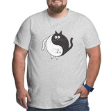 Cute Cat Yin Yang White And Black Big Size Men's T-shirt