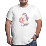 Cute Fairytale Unicorn Eating Donut Big Size Men's T-shirt
