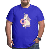 Cute Fairytale Unicorn Eating Donut Big Size Men's T-shirt