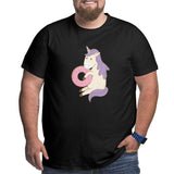Cute Fairytale Unicorn Eating Donut Big Size Men's T-shirt