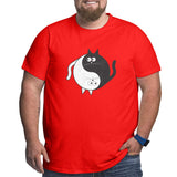 Cute Cat Yin Yang White And Black Big Size Men's T-shirt