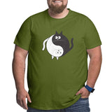 Cute Cat Yin Yang White And Black Big Size Men's T-shirt