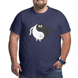 Cute Cat Yin Yang White And Black Big Size Men's T-shirt