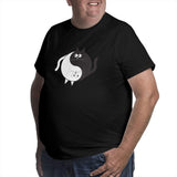 Cute Cat Yin Yang White And Black Big Size Men's T-shirt