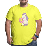 Cute Fairytale Unicorn Eating Donut Big Size Men's T-shirt