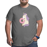 Cute Fairytale Unicorn Eating Donut Big Size Men's T-shirt