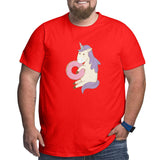 Cute Fairytale Unicorn Eating Donut Big Size Men's T-shirt