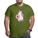 Cute Fairytale Unicorn Eating Donut Big Size Men's T-shirt