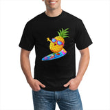Funny Cartoon Pineapple Surfing Men's Short Sleeve T-shirt