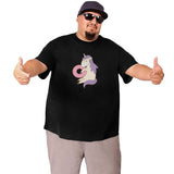 Cute Fairytale Unicorn Eating Donut Big Size Men's T-shirt