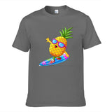 Funny Cartoon Pineapple Surfing Men's Short Sleeve T-shirt