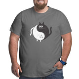 Cute Cat Yin Yang White And Black Big Size Men's T-shirt