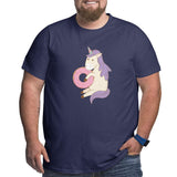 Cute Fairytale Unicorn Eating Donut Big Size Men's T-shirt
