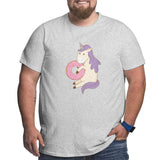 Cute Fairytale Unicorn Eating Donut Big Size Men's T-shirt