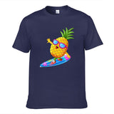 Funny Cartoon Pineapple Surfing Men's Short Sleeve T-shirt